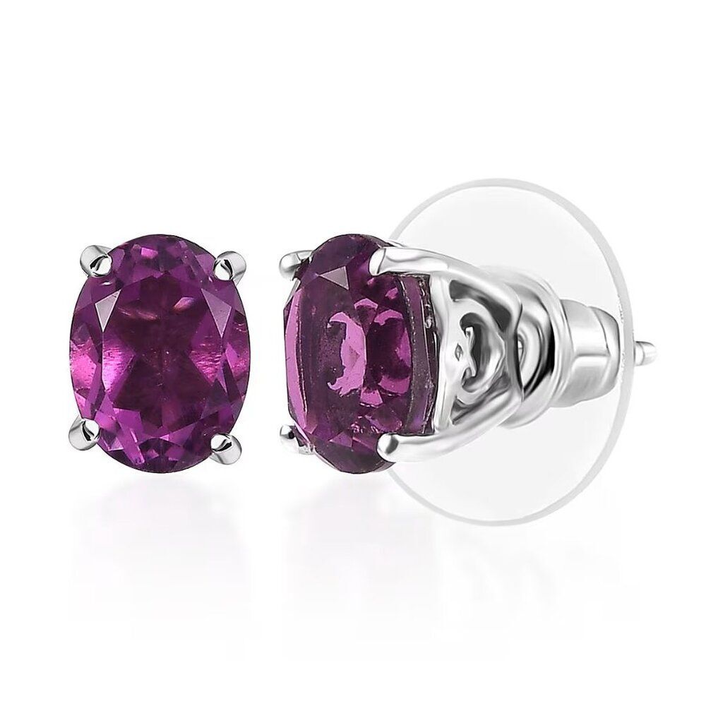 African Lilac Quartz Sterling Silver Stud Earrings